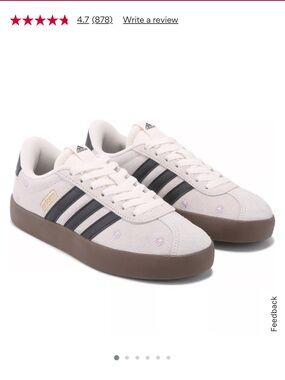 NWT ADIDAS VL Court 3.0 off white/light purple suede upper w/ embroidered daisy